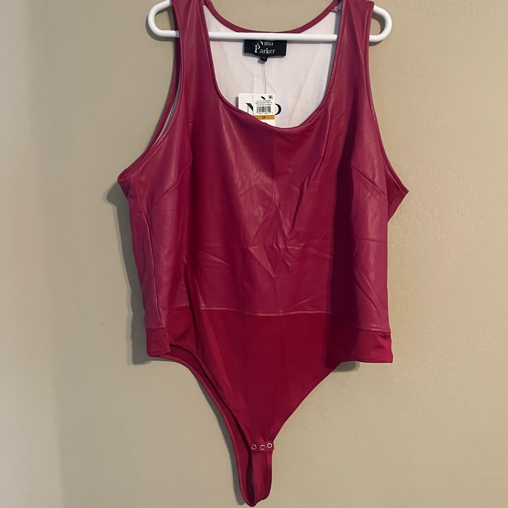 Parker Sangria Faux Leather Bodysuit
